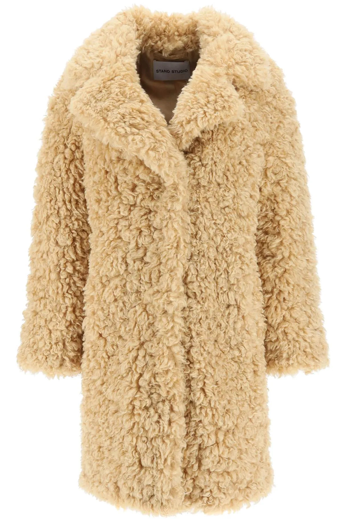 studio 'camille' faux fur cocoon coat light caramel