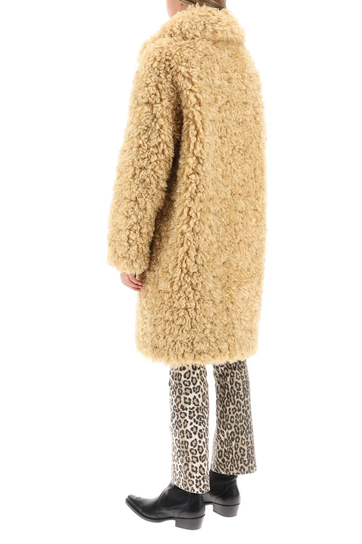 studio 'camille' faux fur cocoon coat light caramel