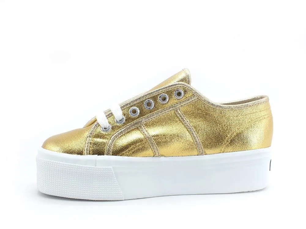 Superga 2790 Yellow Gold Metallic Canvas Platform Sneaker S21174W