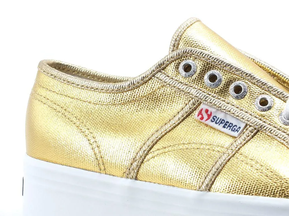 Superga 2790 Yellow Gold Metallic Canvas Platform Sneaker S21174W