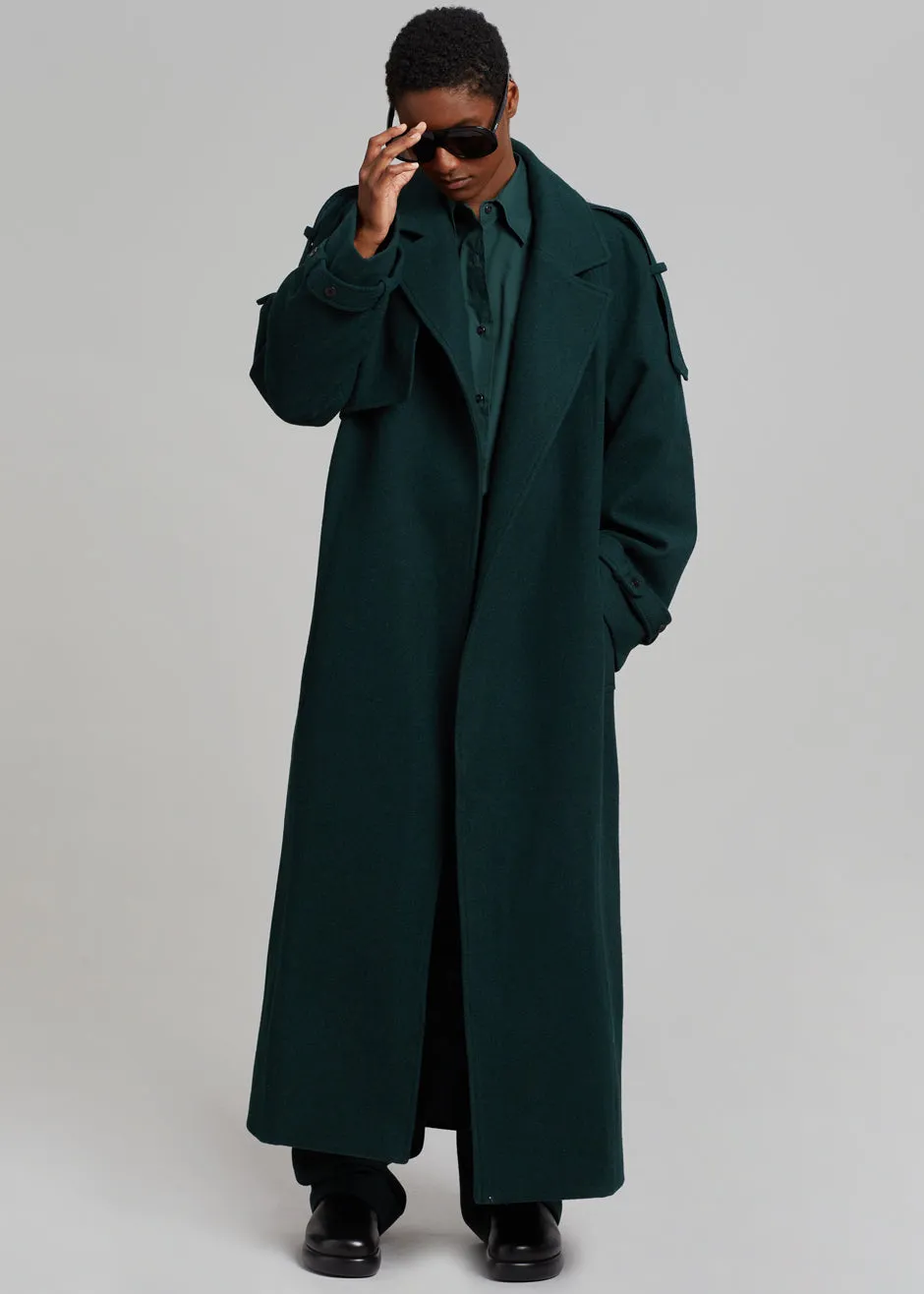 Suzanne Wool Trench Coat - Hunter Green