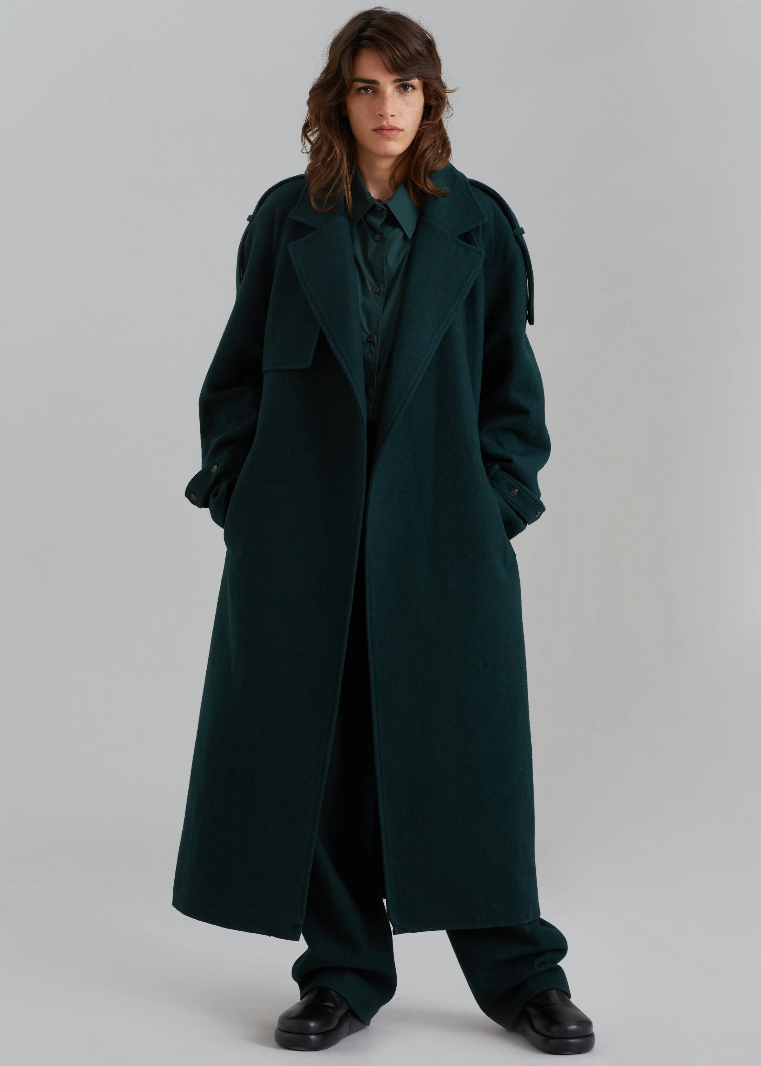 Suzanne Wool Trench Coat - Hunter Green