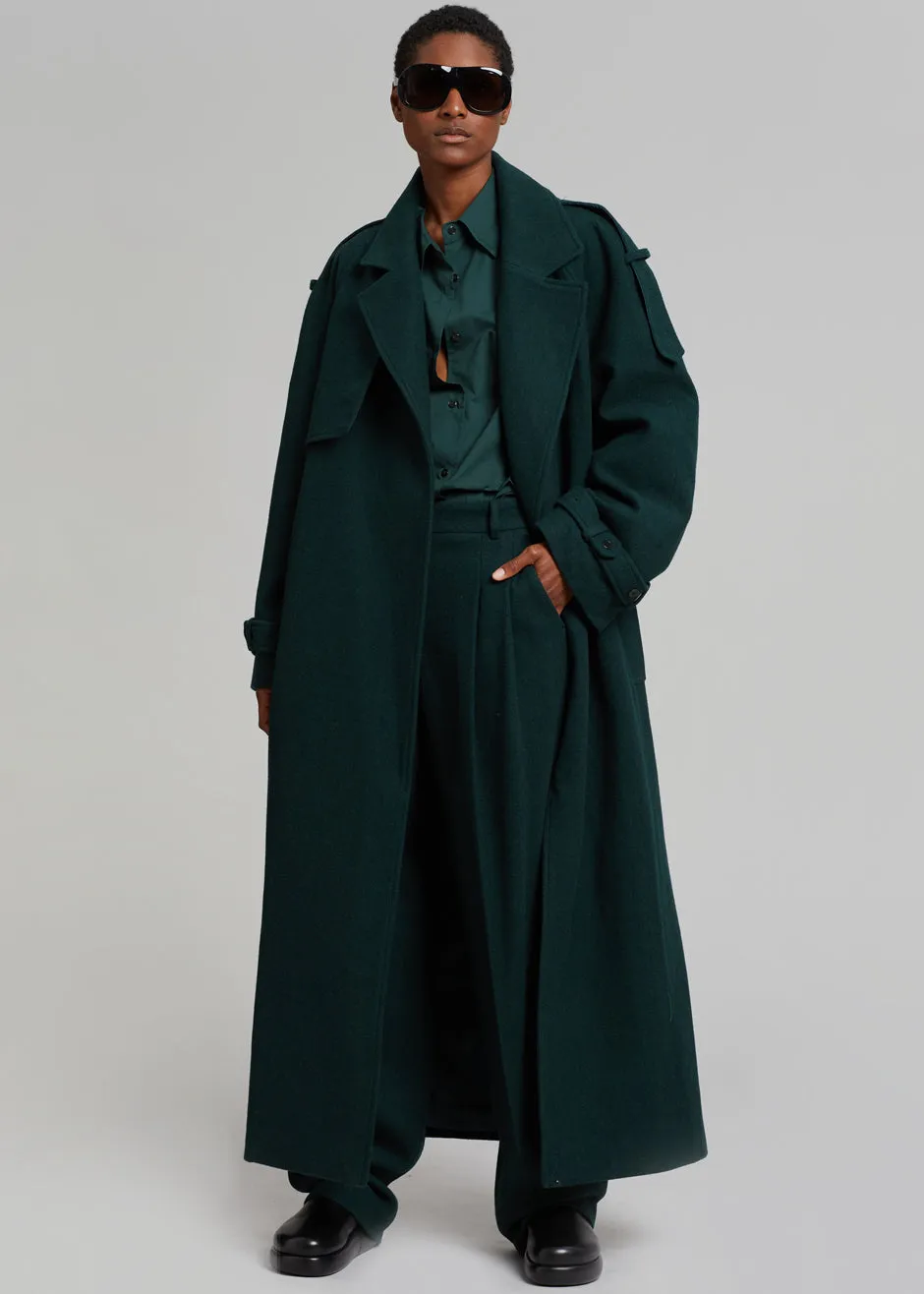 Suzanne Wool Trench Coat - Hunter Green