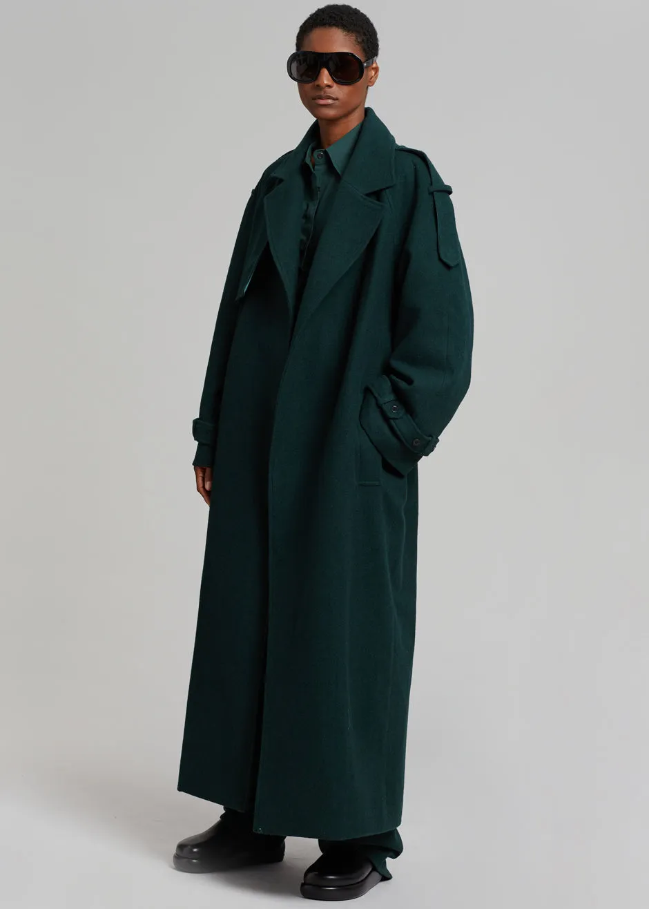 Suzanne Wool Trench Coat - Hunter Green