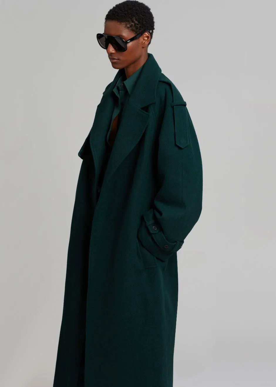 Suzanne Wool Trench Coat - Hunter Green