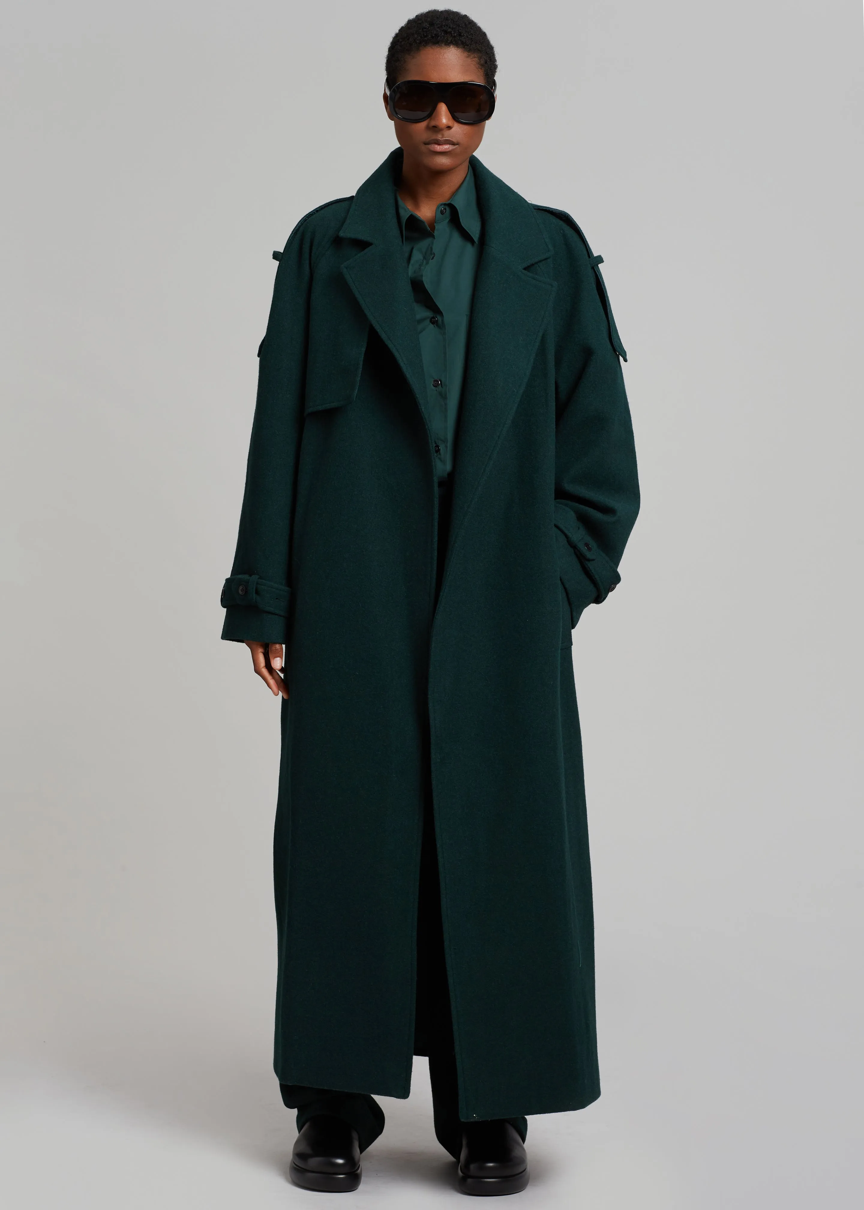 Suzanne Wool Trench Coat - Hunter Green