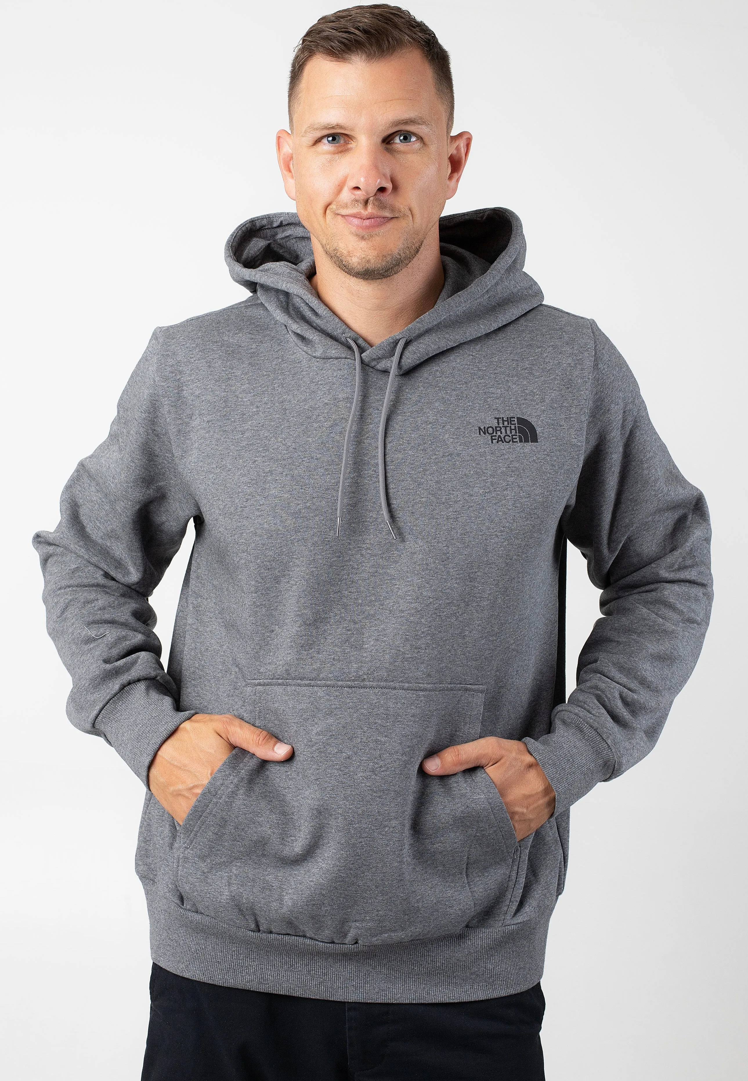 The North Face Heather Grey Hoodie with Hood Logo - Size Medium