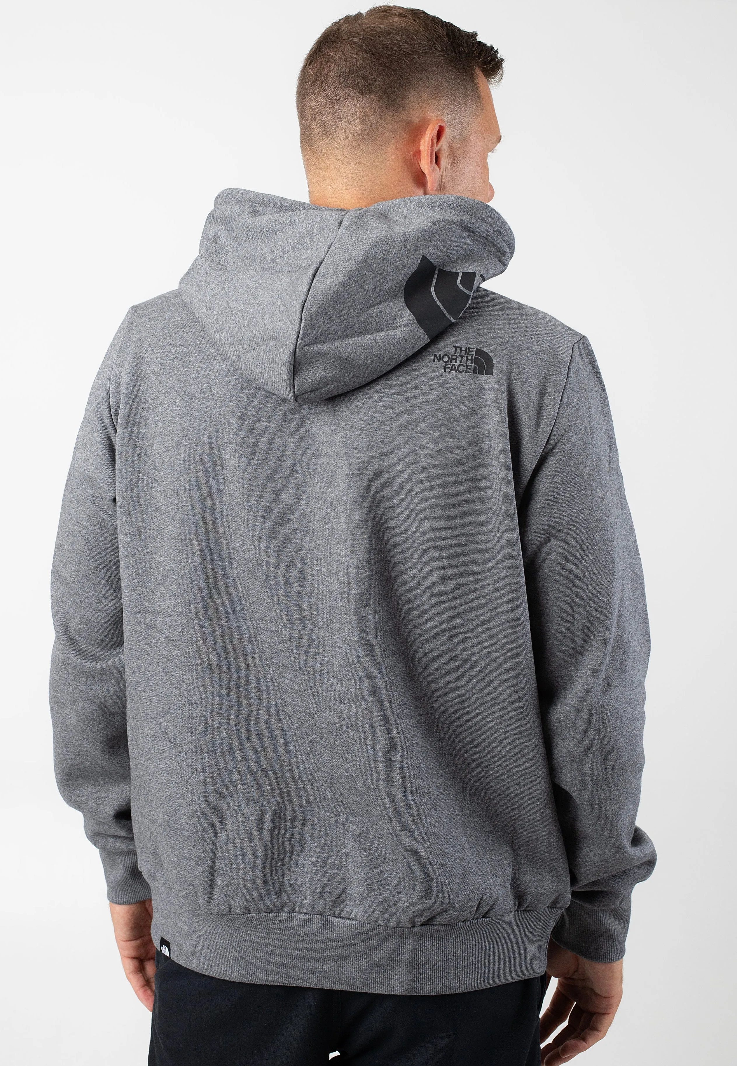 The North Face Heather Grey Hoodie with Hood Logo - Size Medium