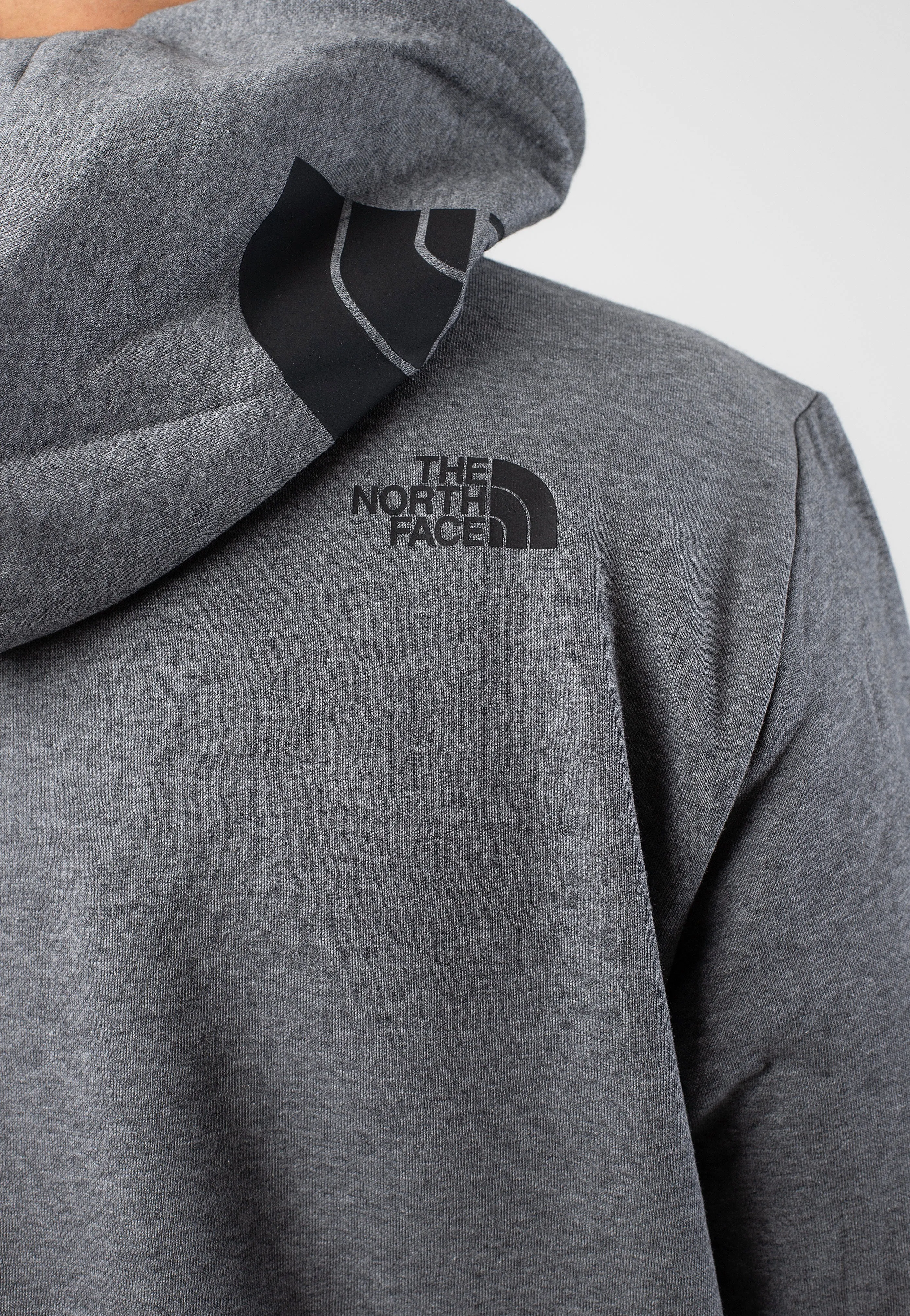 The North Face Heather Grey Hoodie with Hood Logo - Size Medium