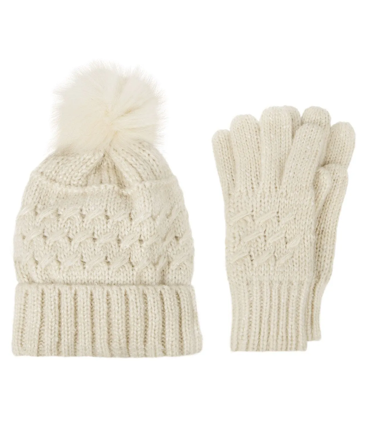 Ladies Cable Hat and Glove Set