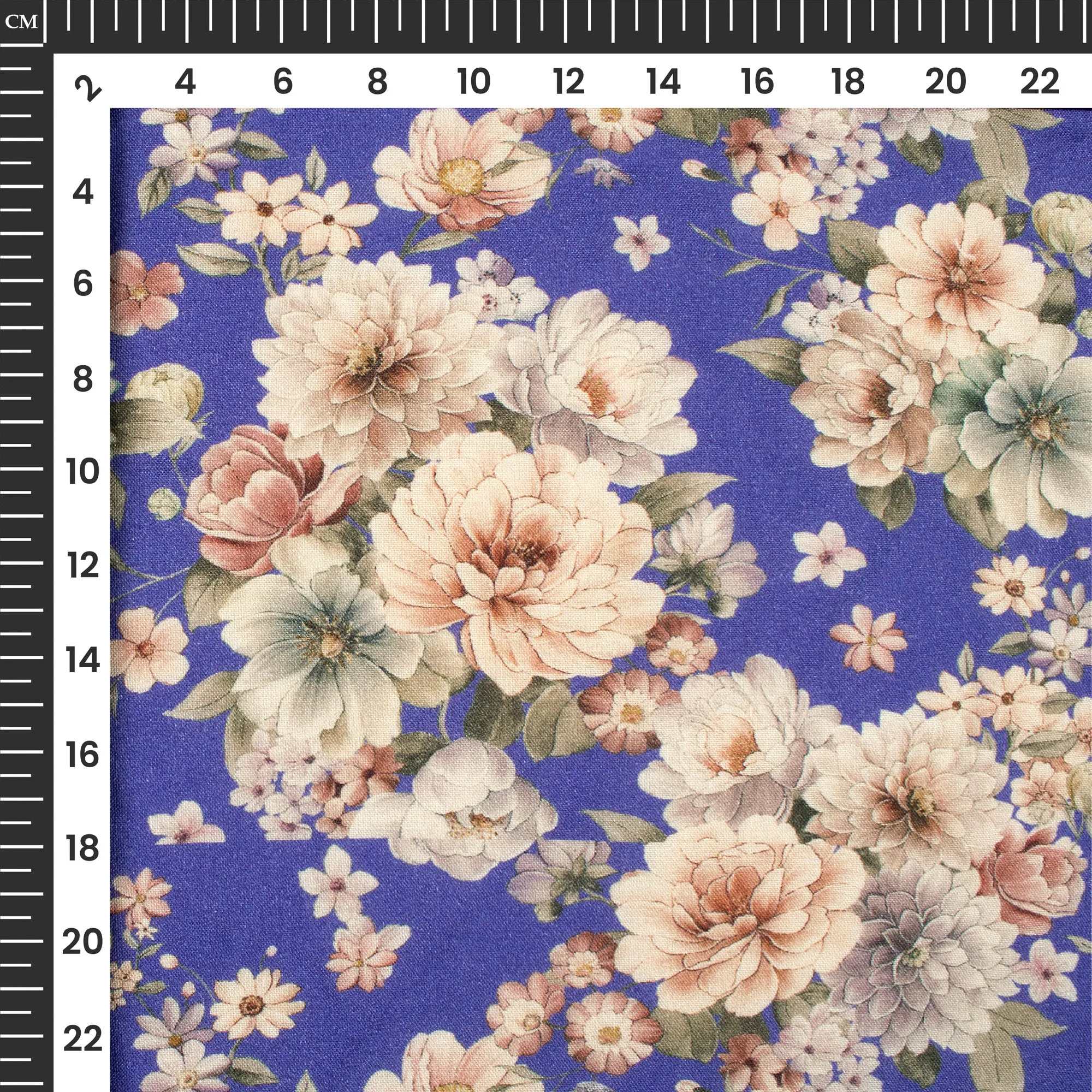 Blue Floral Digital Print Viscose Rayon Fabric 58 Inches Wide