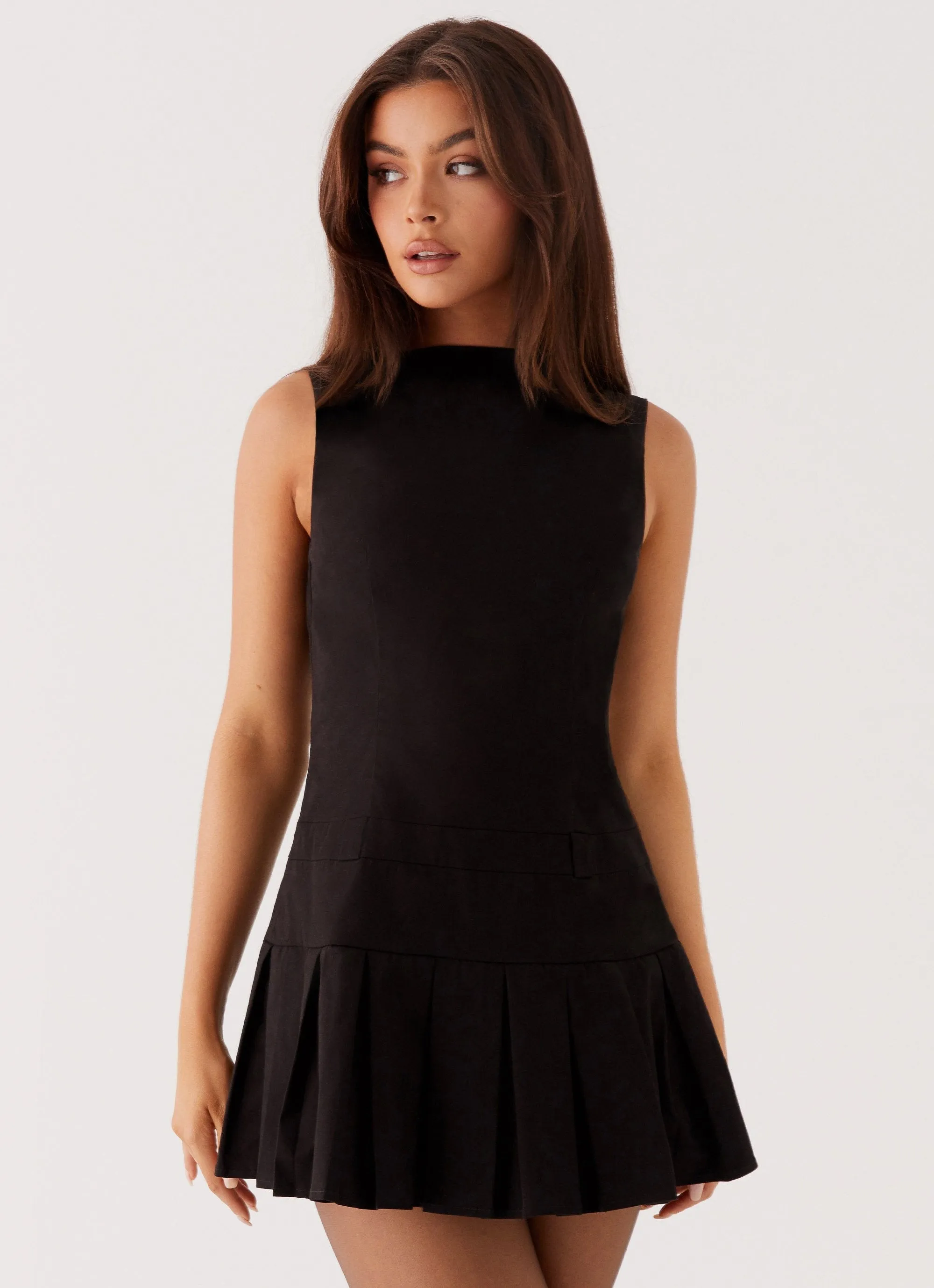 Twilight Pleated Mini Dress in Black by Peppermayo Exclusive