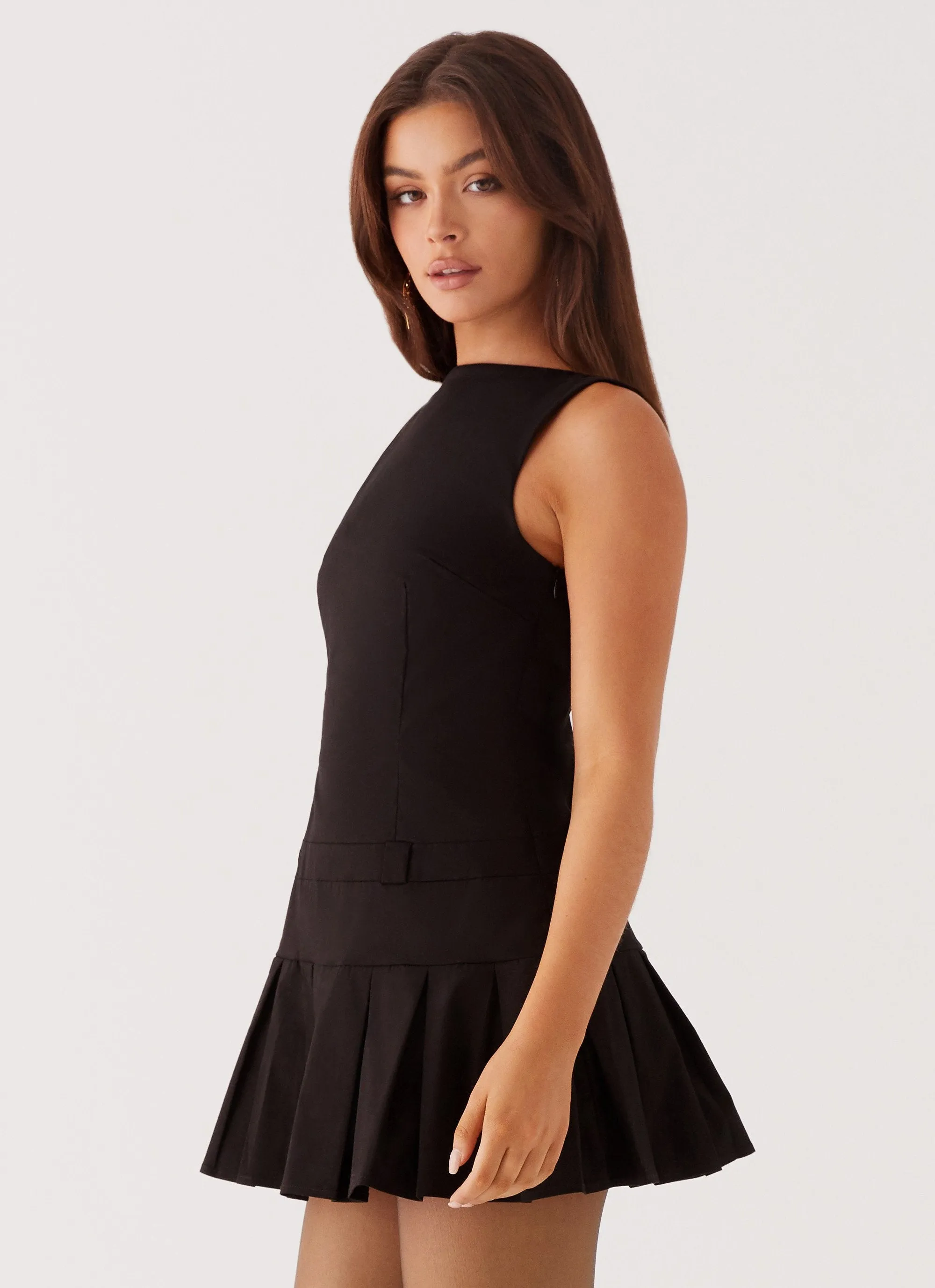 Twilight Pleated Mini Dress in Black by Peppermayo Exclusive