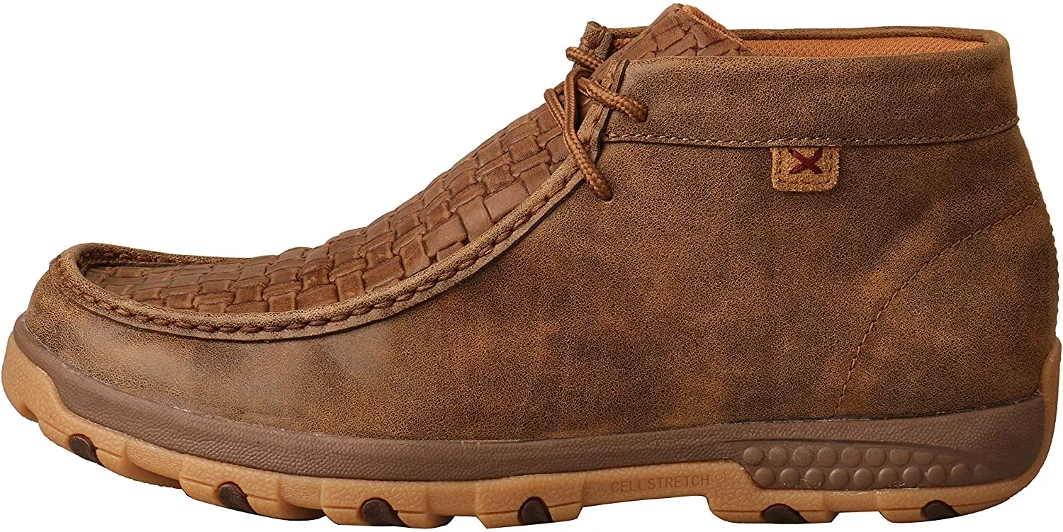 Twisted X Men's Chukka Driving Moc, CellStretch comfort technology, Bomber & Chocolate, Size 10.