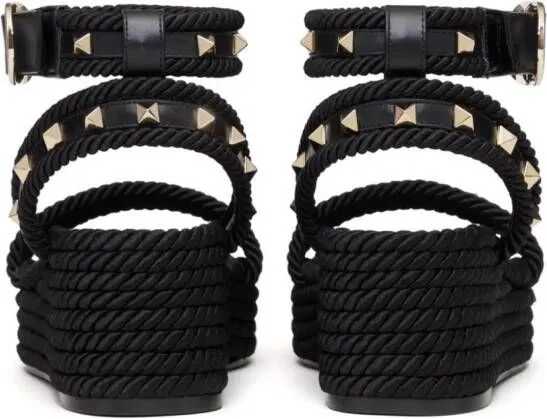 Valentino Garavani Rockstud 45mm black wedge sandals