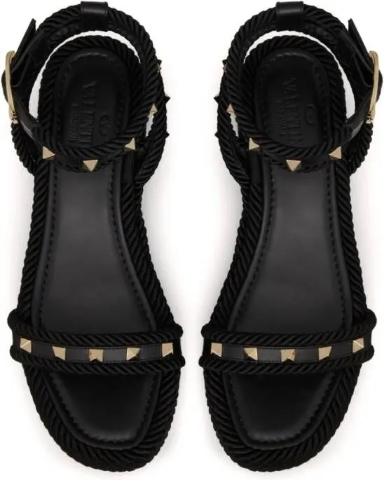 Valentino Garavani Rockstud 45mm black wedge sandals