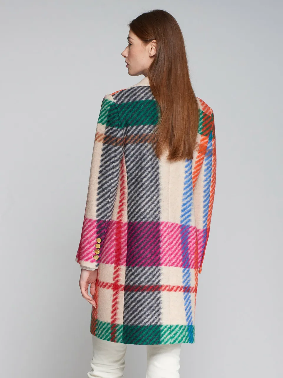 Rainbow Plaid Camel Coat - Vilagallo