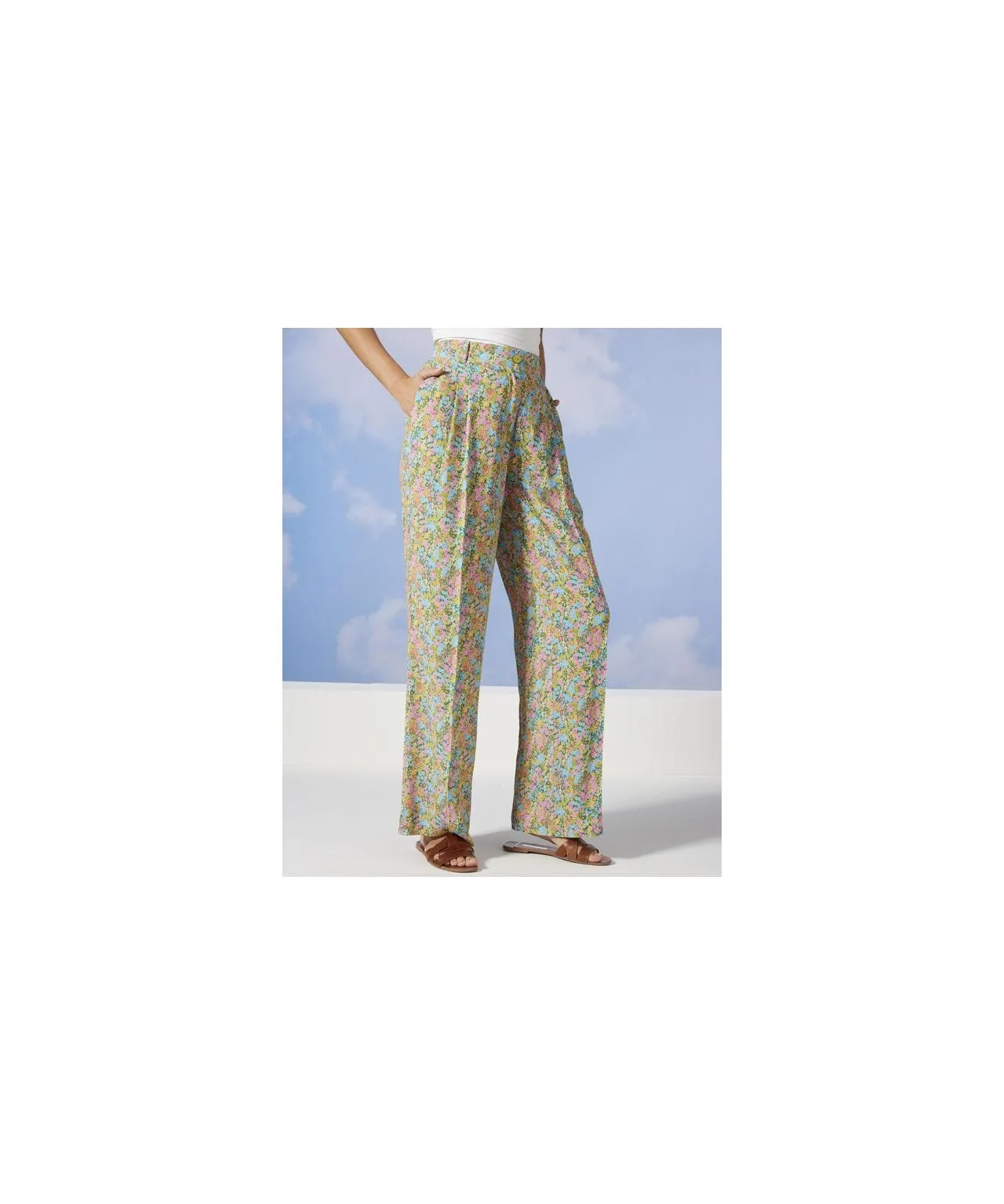 Stylish Wide-Leg Print Trousers