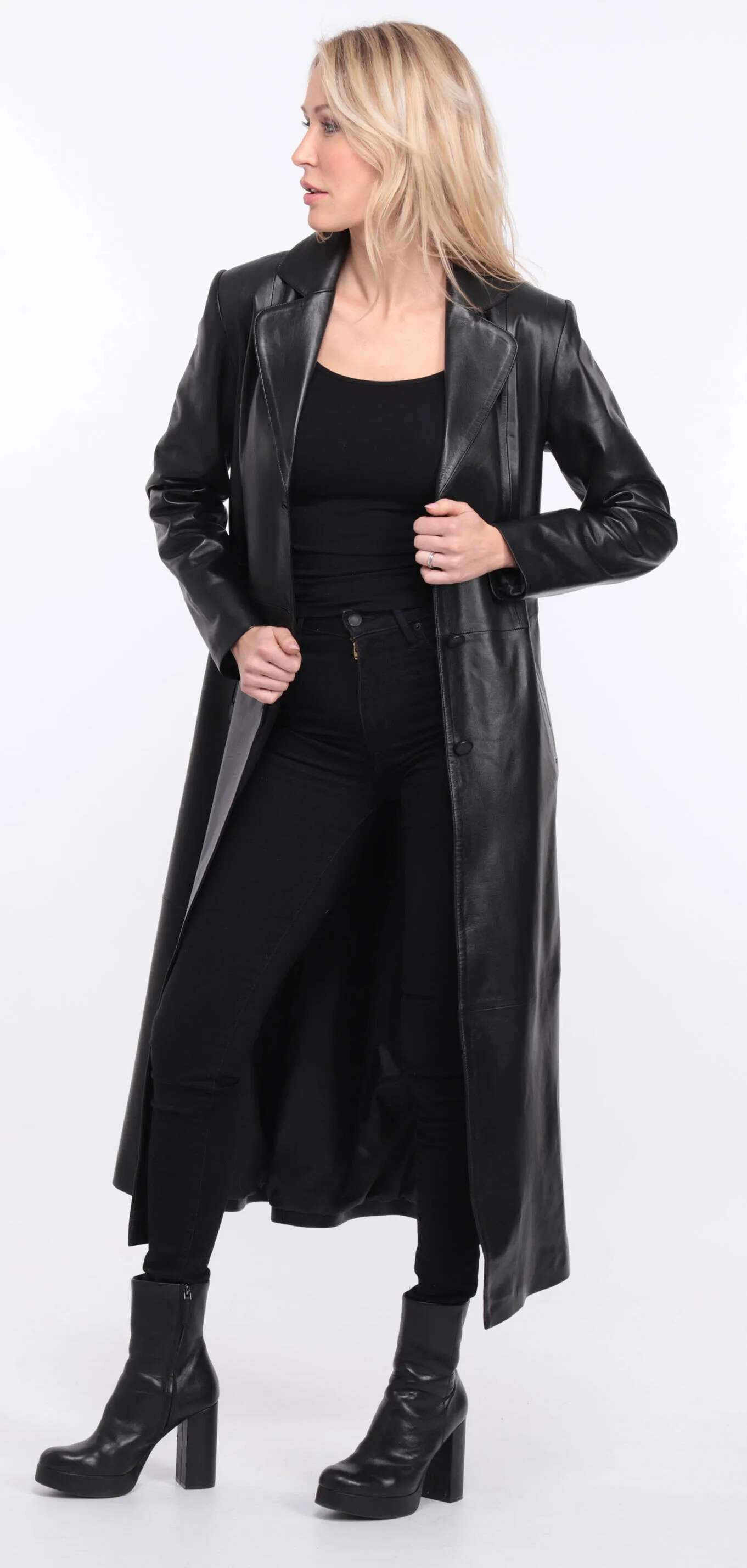 Black lambskin leather coat for women - Jorda.