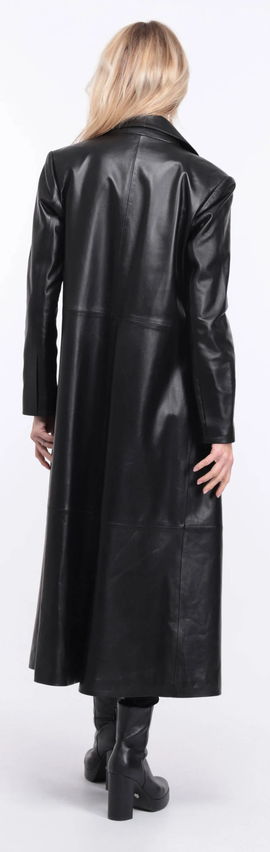 Black lambskin leather coat for women - Jorda.