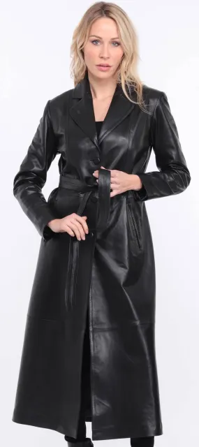 Black lambskin leather coat for women - Jorda.