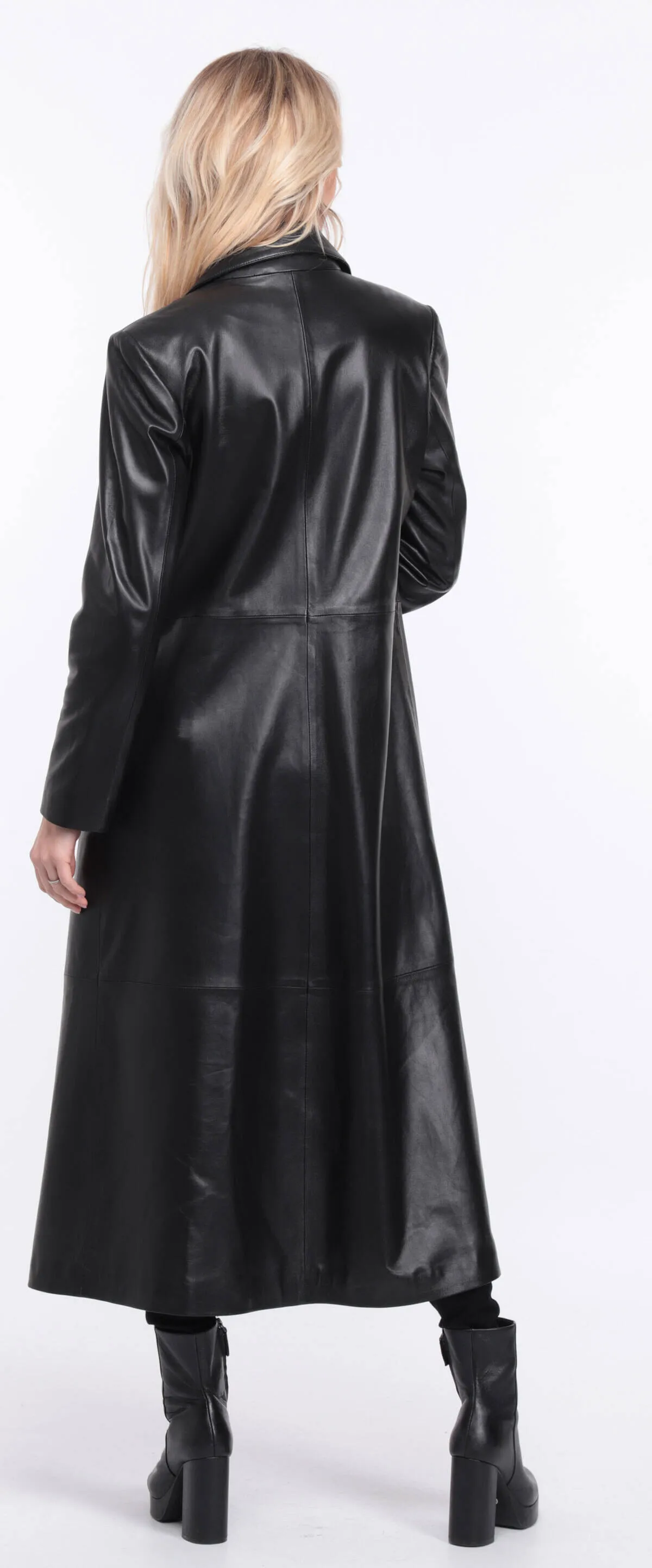 Black lambskin leather coat for women - Jorda.