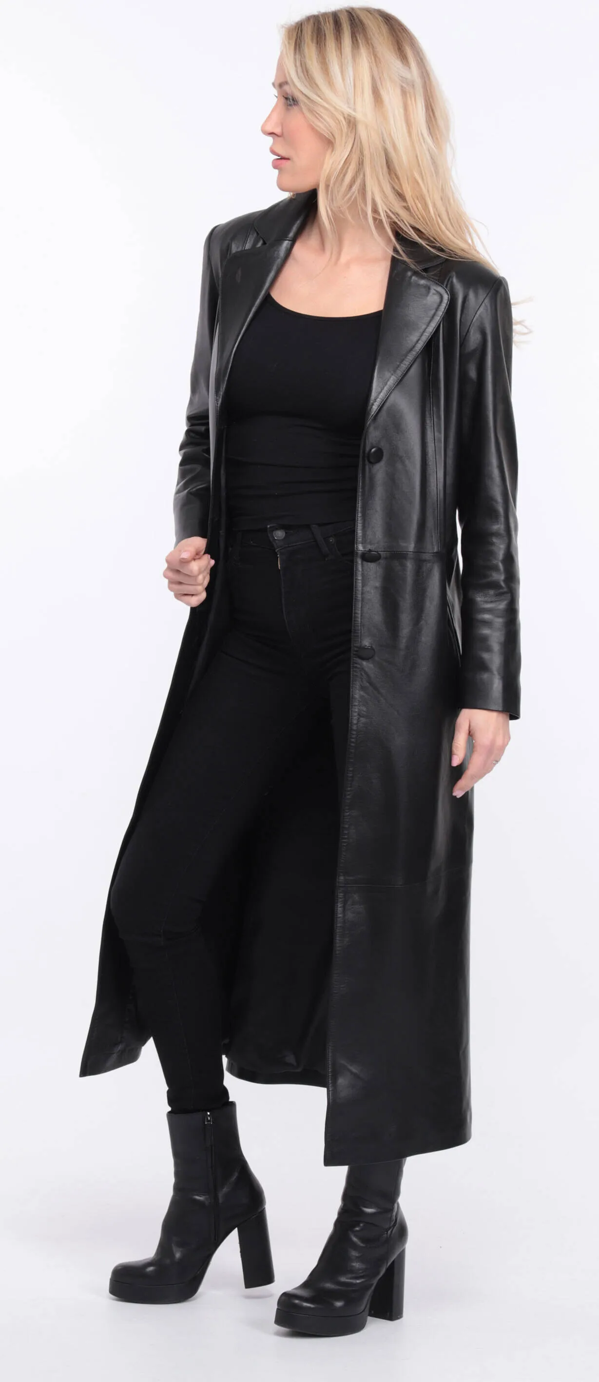 Black lambskin leather coat for women - Jorda.