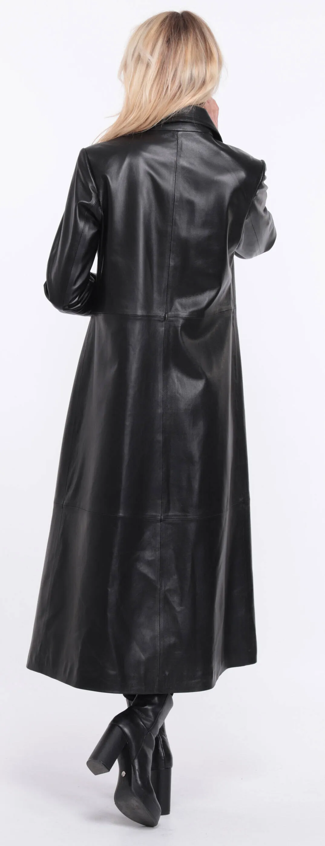 Black lambskin leather coat for women - Jorda.