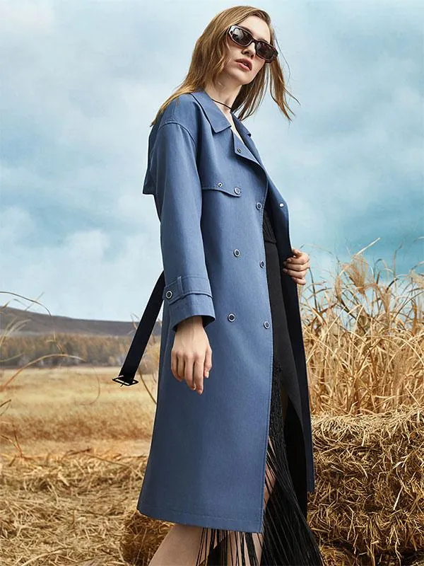 Women's Trench Coat Turndown Collar Sash Long Sleeves Fall Spring Outerwear -> Women's Long Sleeve Trench Coat with Sash - Fall 