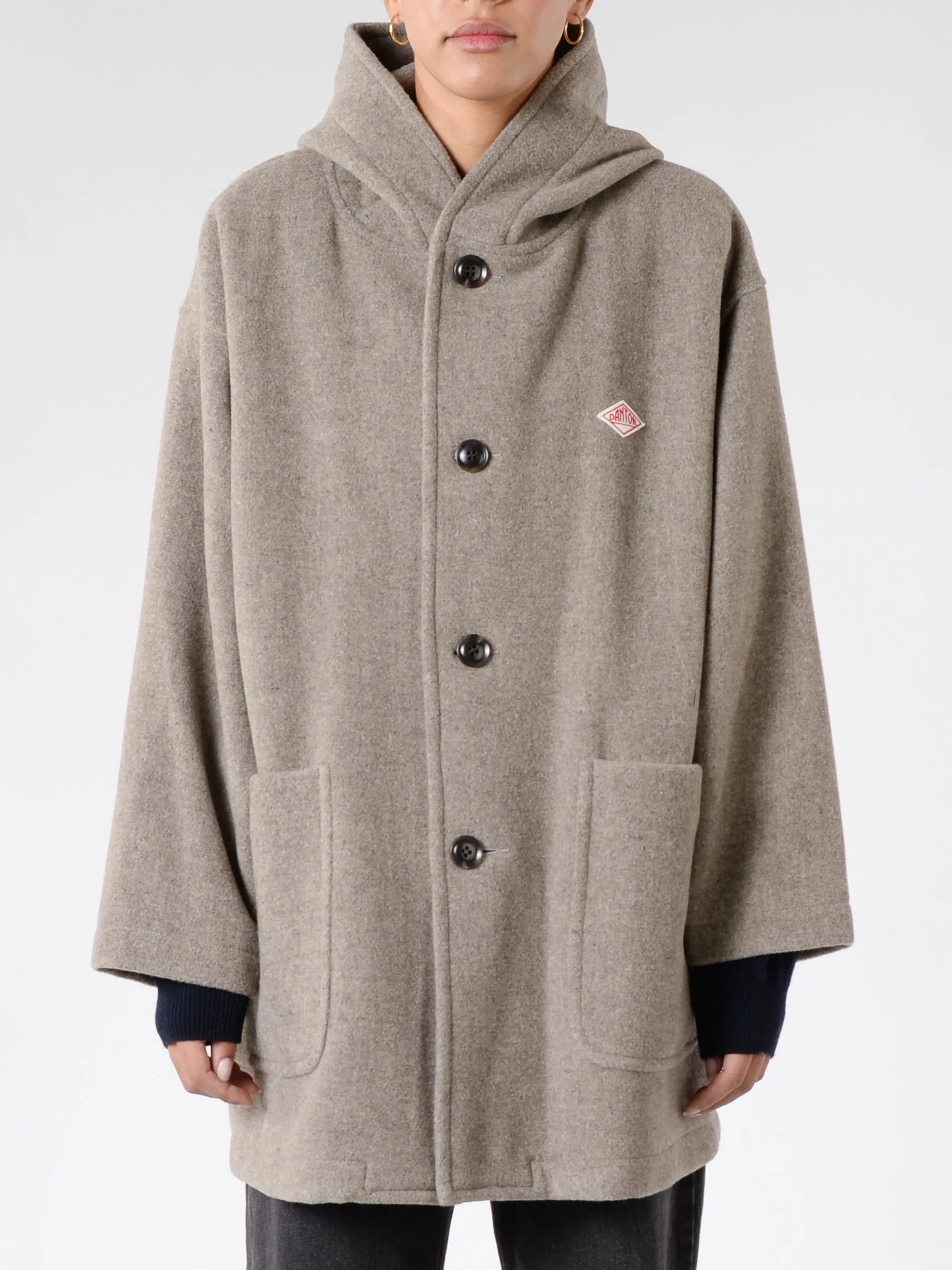 Wool Hooded Coat for Women with Light Pile