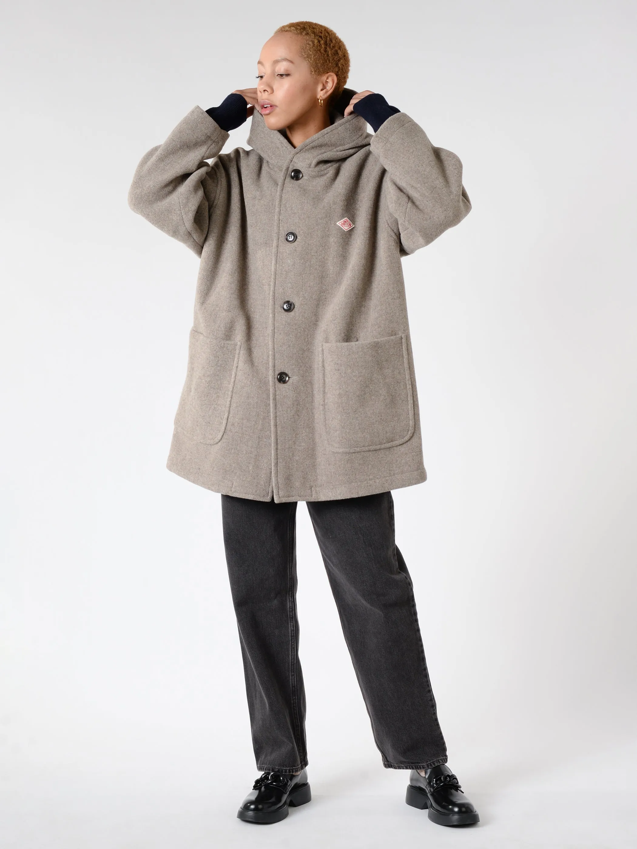 Wool Hooded Coat for Women with Light Pile