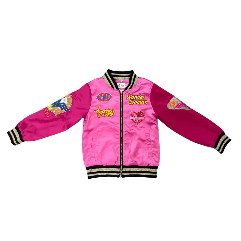 Wonder Woman Satin Bomber - Glamorous Superhero Jacket