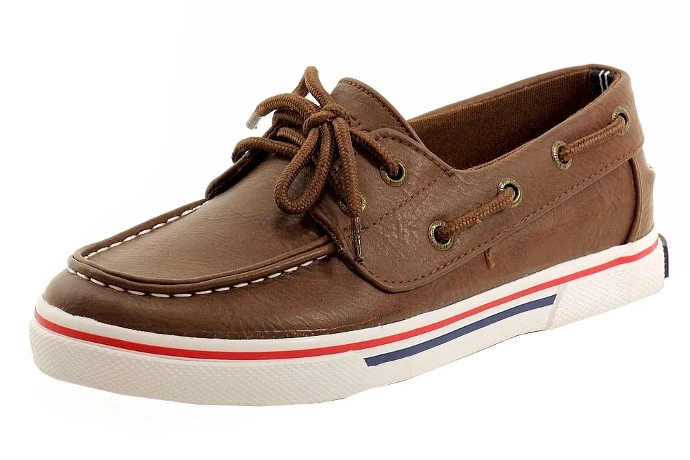 Youth Sizes 13-6 Nautica Boy's Galley Fashion Moc Toe Lace Up Boat Shoes